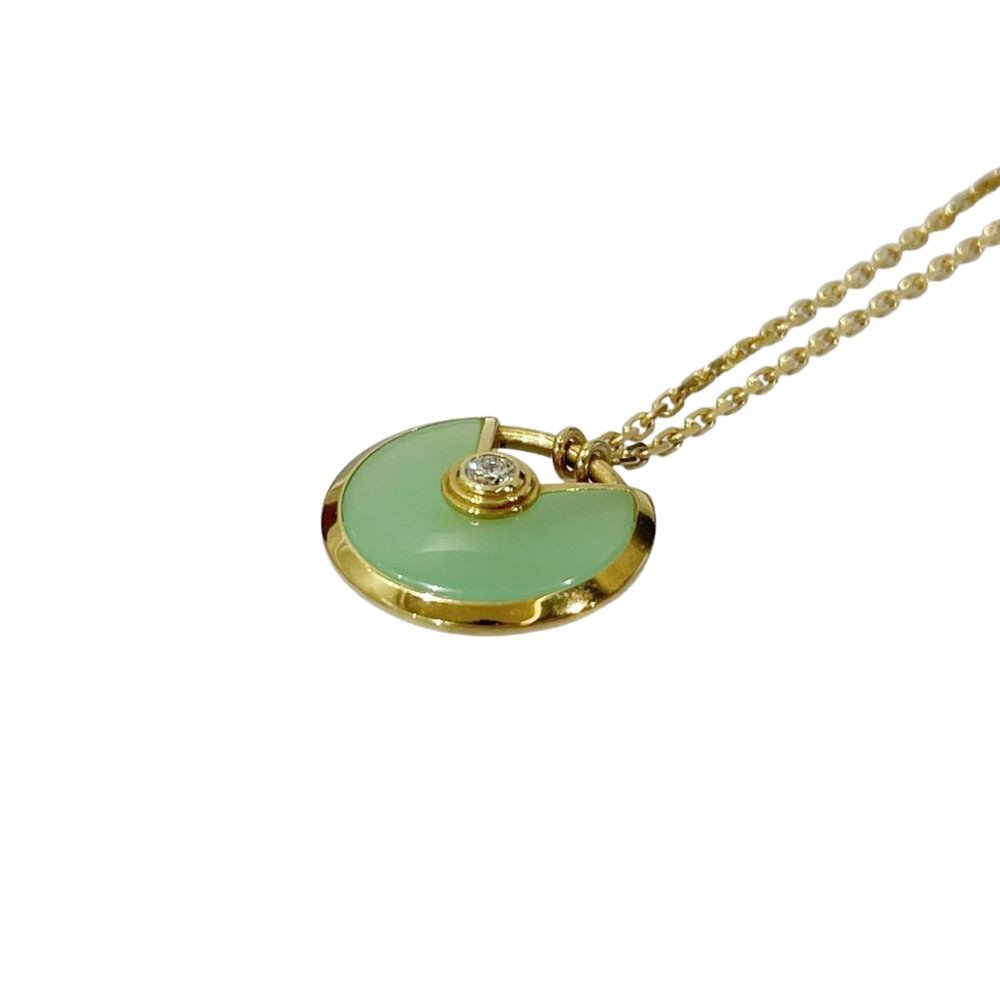 CARTIER K18YG Diamond Necklace Amulet XS de Cartier Chrysoprase Women's 20485519 - Picture 6 of 7